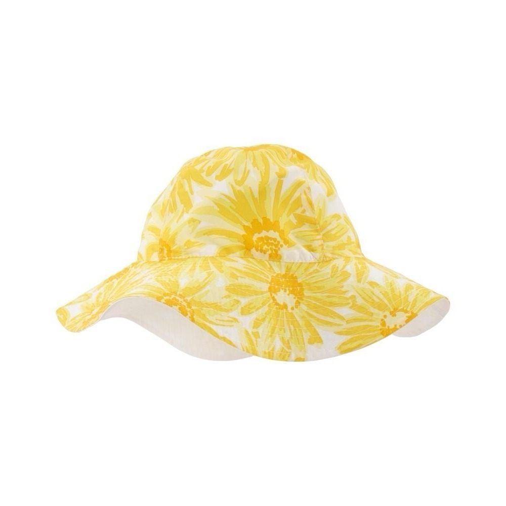 Carter's Girls Reversible Sun‎ Hat 2T/4T Yellow Daisy Floral Lemon Print Coastal